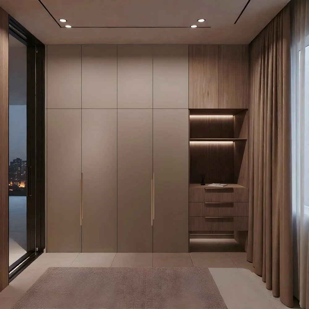 LuxeTaupe Gold LED Wardrobe