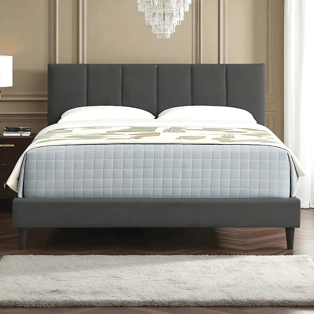 Midnight Blue Upholstered Bed Frame