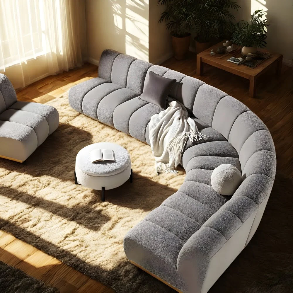 Serenade Curved Bouclé Sectional Sofa