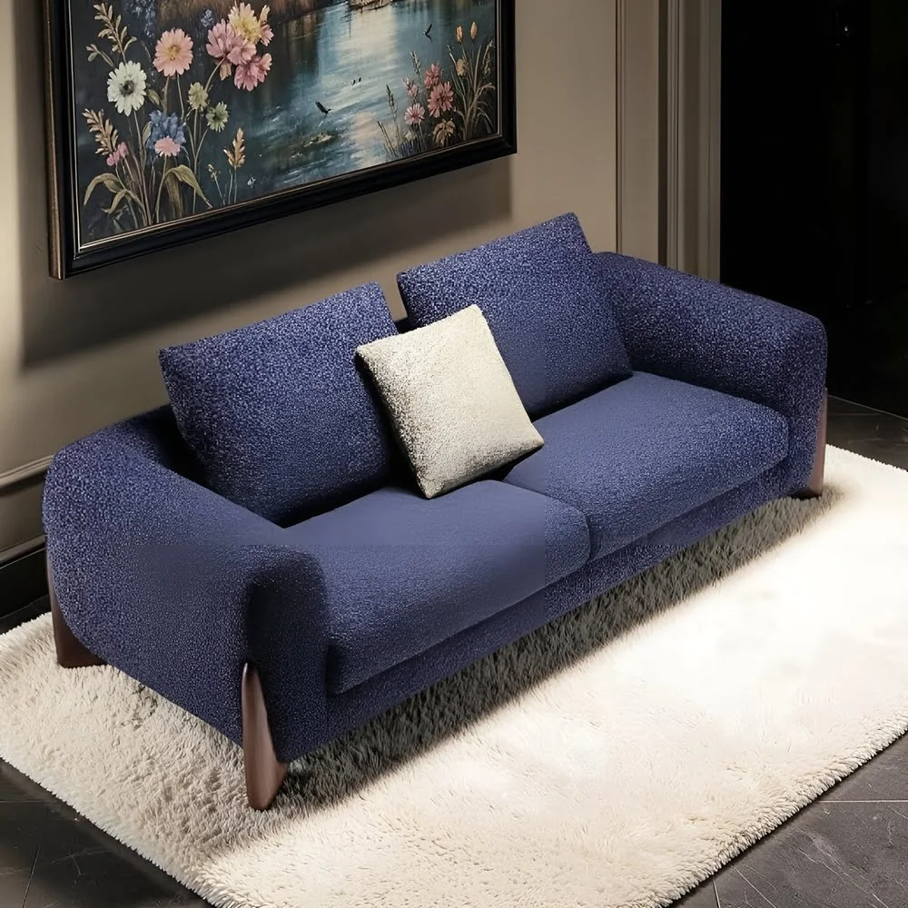 Modern Blue Textured Sofa