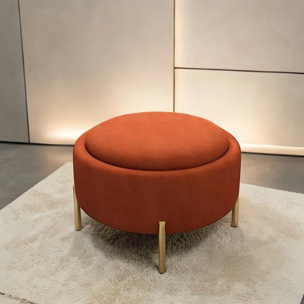 Modern Round Velvet Ottoman