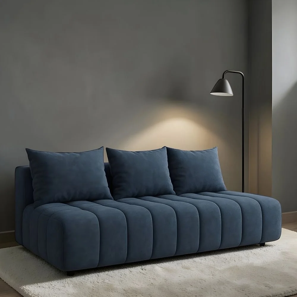 Strato Navy — Channel-Tufted Armless Modular Sofa