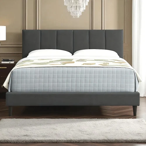 Midnight Blue Upholstered Bed Frame