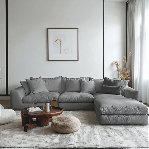 Zenith Grey L-Shaped Sectional Sofa