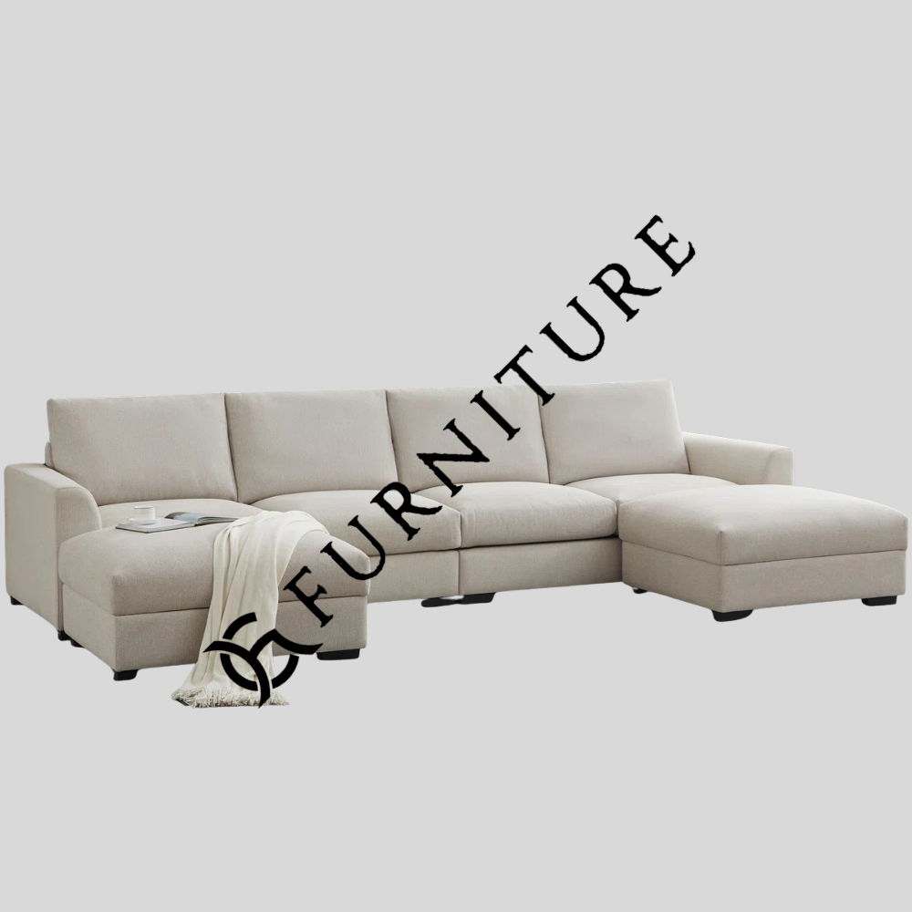 6-piece Wide Arm U shaped Upholstered Modular Sofa