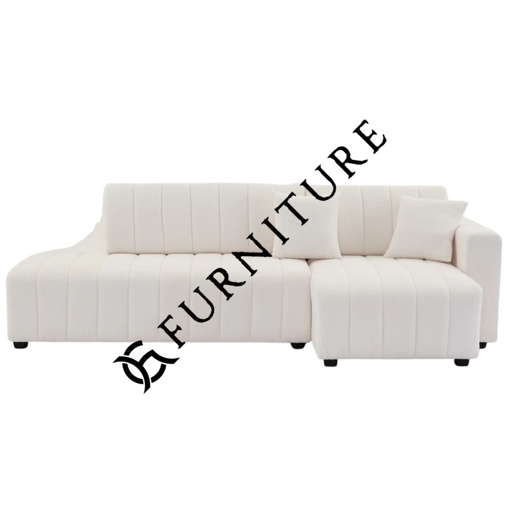 L-Shaped Wool Sectional Sofa with Chaise