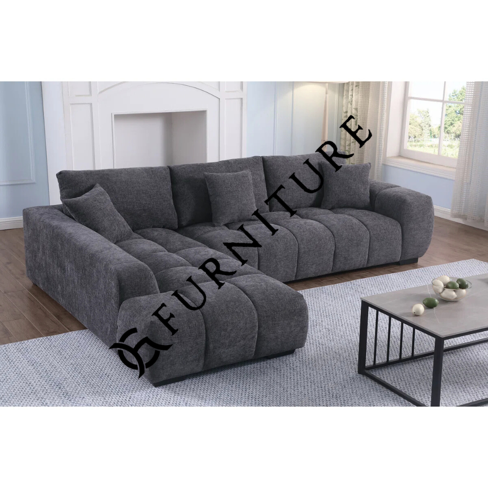 Luxury Oversized L-Shaped Chenille Chaise Lounge Sectional Sofa